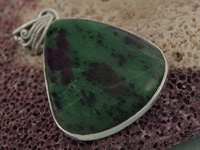 Ruby Zoisite Pendant in Sterling Silver